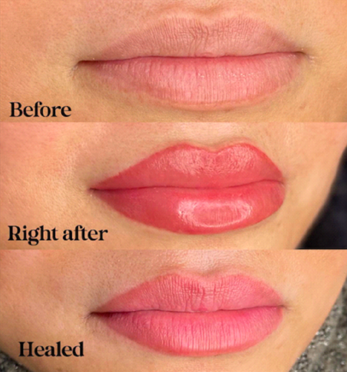 before after lip blushing | Look Natural Micropigmentation Clinic Lip blushing before, right after, and healed results.