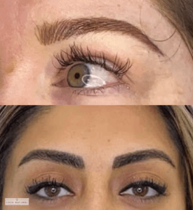 Beautifully enhanced eyebrows with precise microblading treatment.