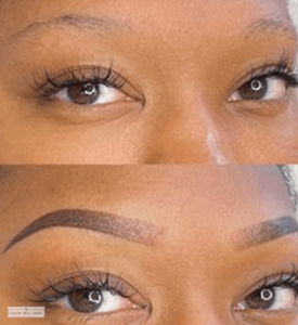 Women’s eyebrow restoration before and after results showing fuller, well-defined brows.