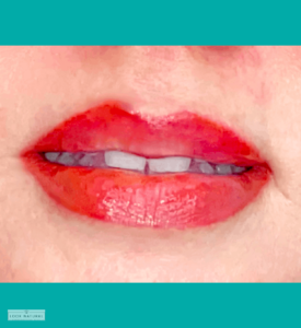 Fresh semi-permanent lip color treatment with bright red-orange pigment